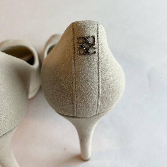 Coach Light Grey Suede Open Toe Heels size 8 - Picture 9 of 16